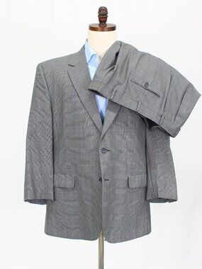 Jos. A. Bank 46S 42x25 Gray Full Suit 2-Button Check R867